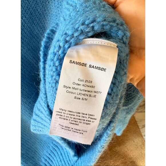 NWOT Samsoe Samsoe Molli Wool & Alpaca Blend Turtleneck Sweater in Lichen Blue S - Picture 4 of 8